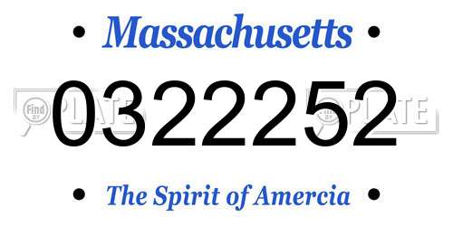 0322252 Massachusetts License Plate