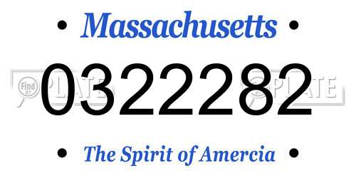 0322282 Massachusetts License Plate