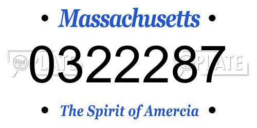 0322287 Massachusetts License Plate