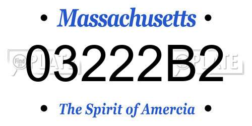 03222B2 Massachusetts License Plate