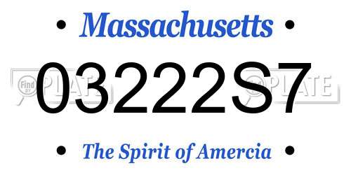 03222S7 Massachusetts License Plate