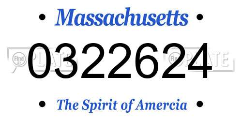 0322624 Massachusetts License Plate