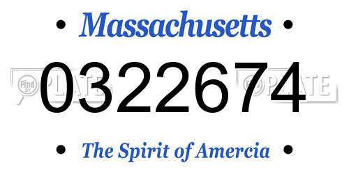 0322674 Massachusetts License Plate