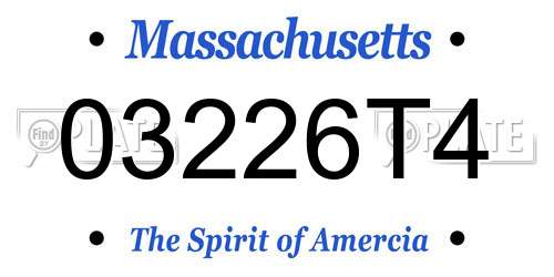 03226T4 Massachusetts License Plate