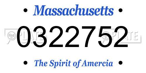 0322752 Massachusetts License Plate