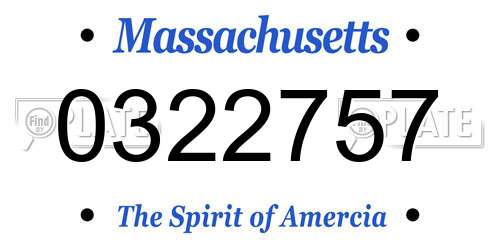 0322757 Massachusetts License Plate