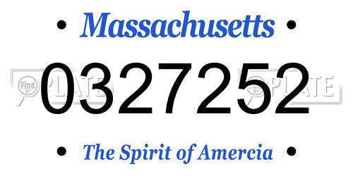0327252 Massachusetts License Plate