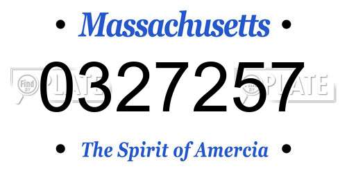 0327257 Massachusetts License Plate