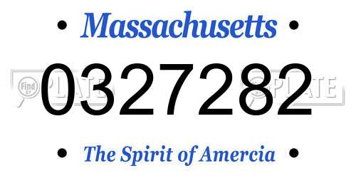 0327282 Massachusetts License Plate