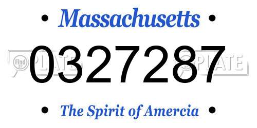 0327287 Massachusetts License Plate