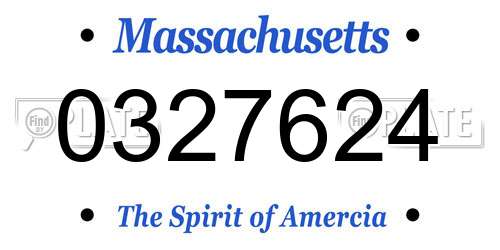 0327624 Massachusetts License Plate