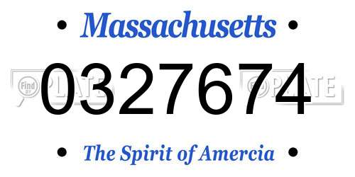 0327674 Massachusetts License Plate