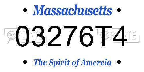 03276T4 Massachusetts License Plate