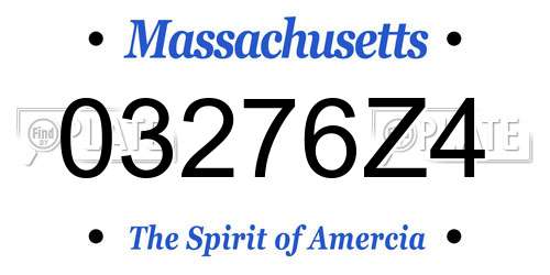 03276Z4 Massachusetts License Plate