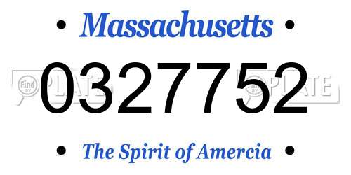 0327752 Massachusetts License Plate