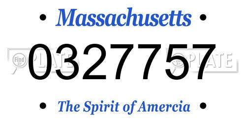 0327757 Massachusetts License Plate