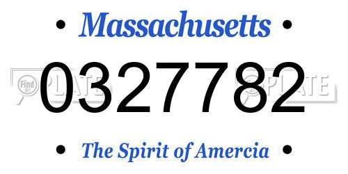 0327782 Massachusetts License Plate