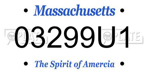 03299U1 Massachusetts License Plate