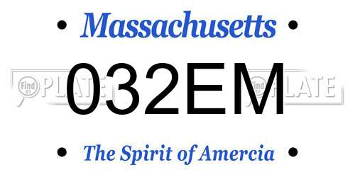 032EM Massachusetts License Plate