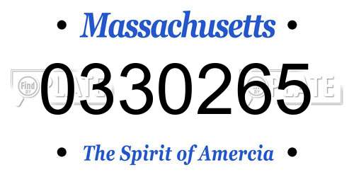 0330265 Massachusetts License Plate
