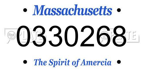 0330268 Massachusetts License Plate