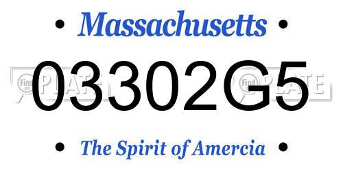 03302G5 Massachusetts License Plate