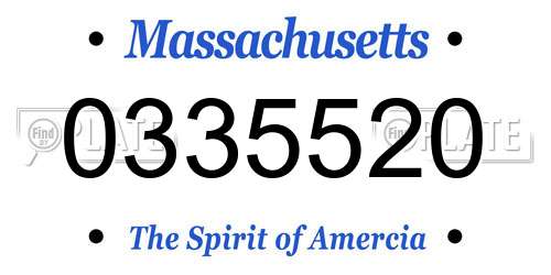 0335520 Massachusetts License Plate