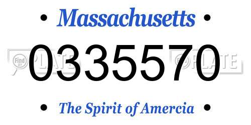 0335570 Massachusetts License Plate