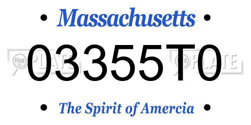 03355T0 Massachusetts License Plate