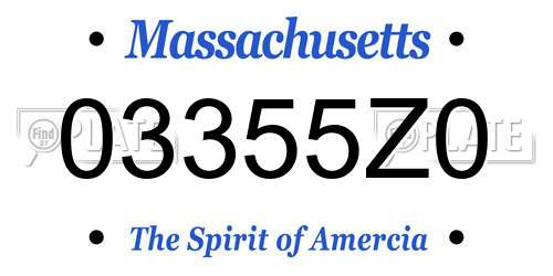 03355Z0 Massachusetts License Plate