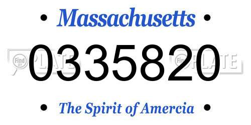 0335820 Massachusetts License Plate