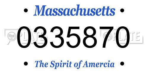 0335870 Massachusetts License Plate