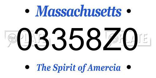 03358Z0 Massachusetts License Plate