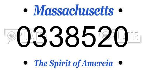 0338520 Massachusetts License Plate