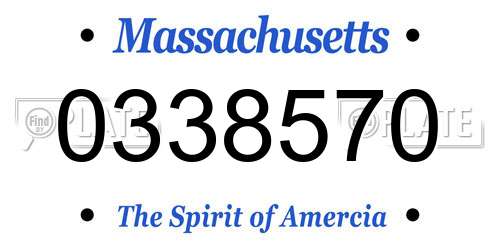 0338570 Massachusetts License Plate