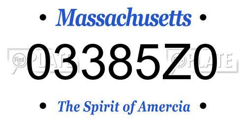 03385Z0 Massachusetts License Plate