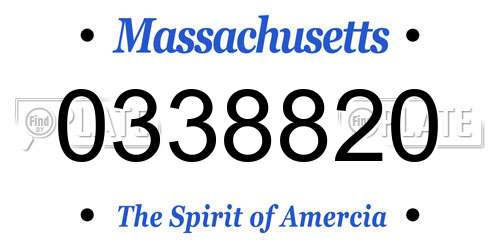 0338820 Massachusetts License Plate