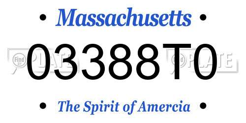 03388T0 Massachusetts License Plate