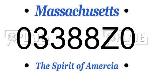 03388Z0 Massachusetts License Plate