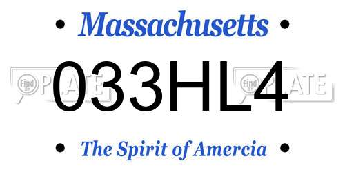 033HL4 Massachusetts License Plate