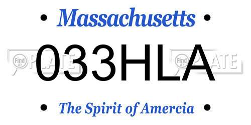 033HLA Massachusetts License Plate