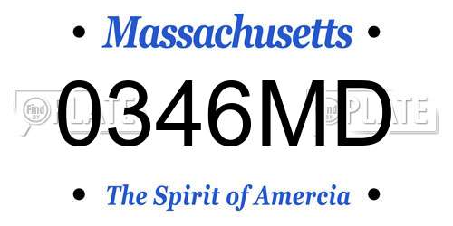 0346MD Massachusetts License Plate