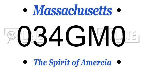034GM0 Massachusetts License Plate