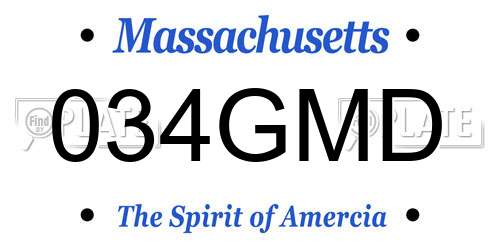034GMD Massachusetts License Plate