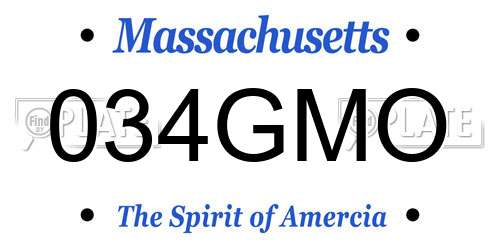 034GMO Massachusetts License Plate
