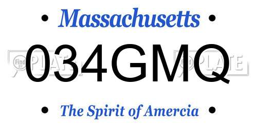 034GMQ Massachusetts License Plate