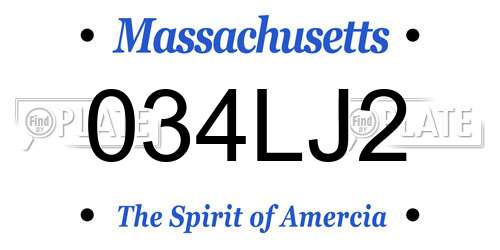 034LJ2 Massachusetts License Plate