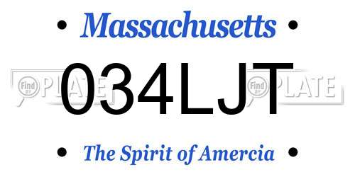 034LJT Massachusetts License Plate