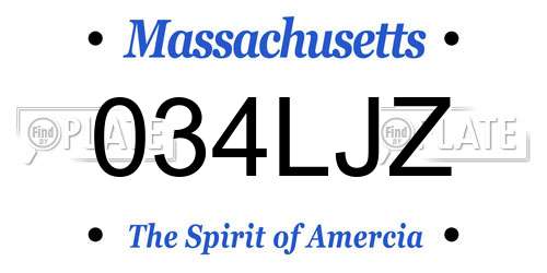 034LJZ Massachusetts License Plate