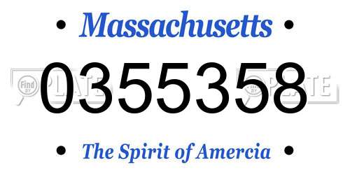 0355358 Massachusetts License Plate